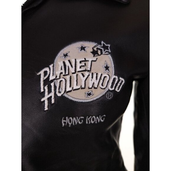 Planet Hollywood Hong Kong Collection Leather Jacket Size S Womens Black - Picture 2 of 8
